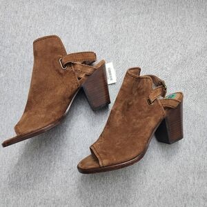Frye Tan Suede Women's Block Heel Mules